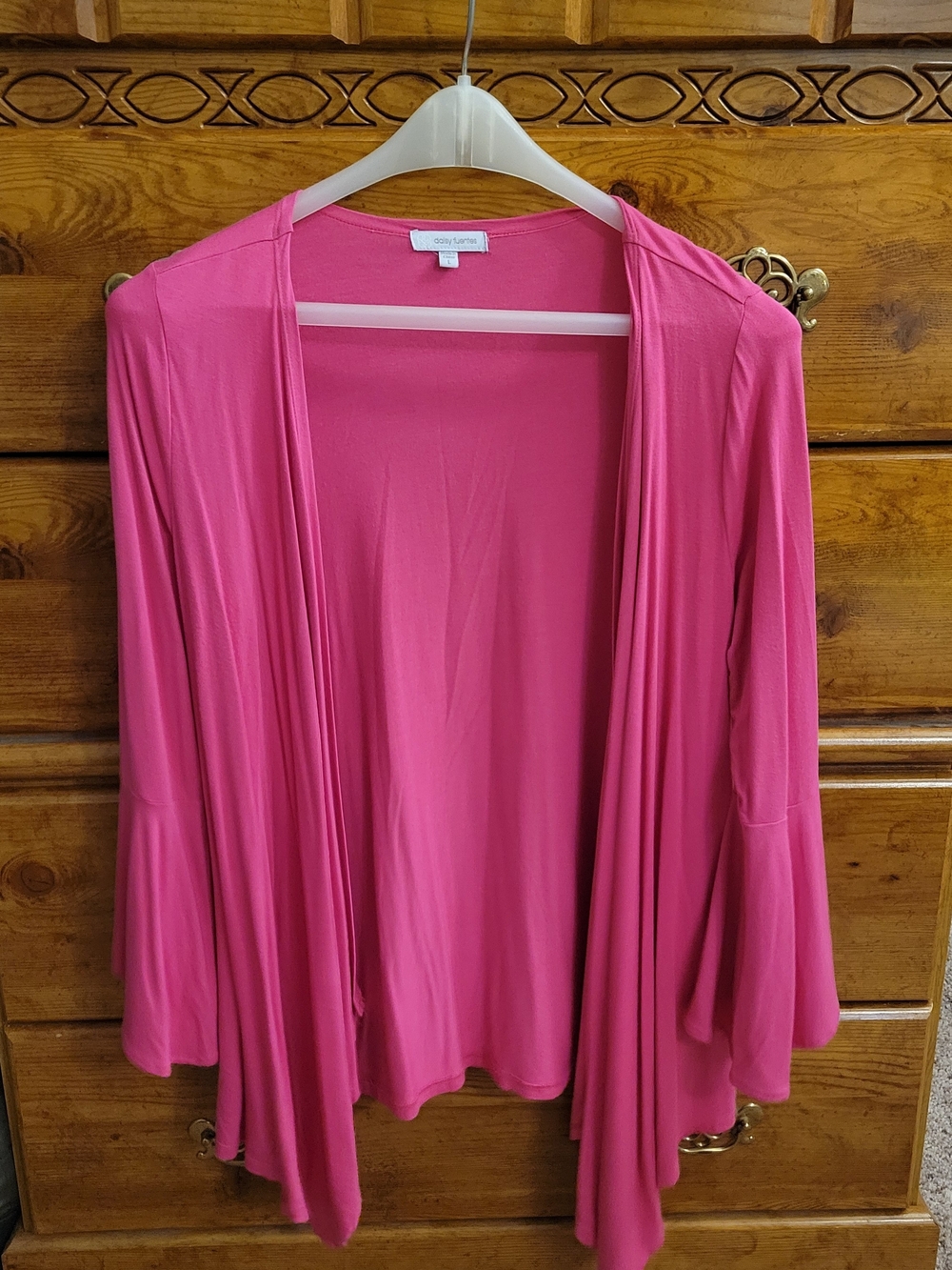 Daisy Fuentes Open-Front Draped Cardigan in Pink